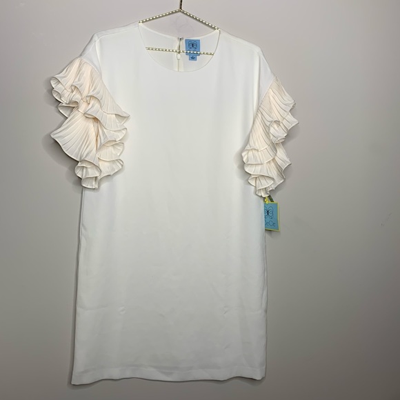 NEW - CeCe White Cream Shift Dress Tiered - Picture 2 of 5